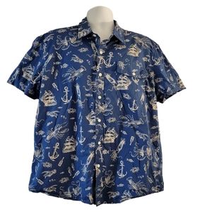 St. Johns Bay Nautical Button Front Shirt XL